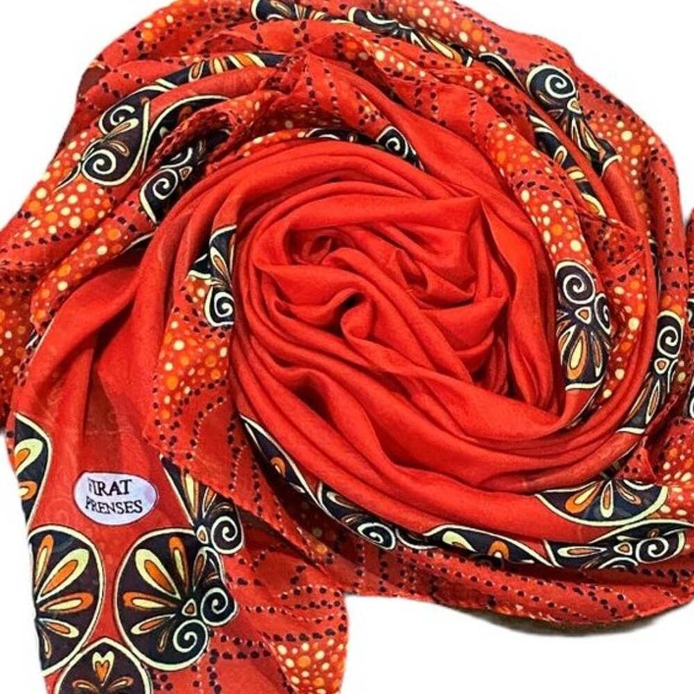 Firat Prenses Sheer Red Neck Scarf Made in Turkiye M013 L36" X W36"